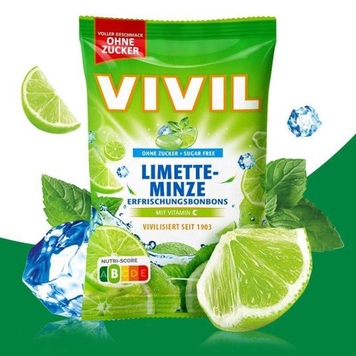 Vivil Limetka-peprmint+vitamín C bez cukru 120g