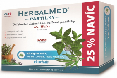 HerbalMed Dr.Weiss Eukal+máta+vit.C 24+6